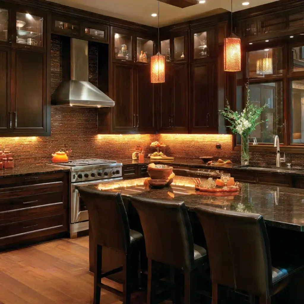 26-Dark Wood Kitchen Cabinet