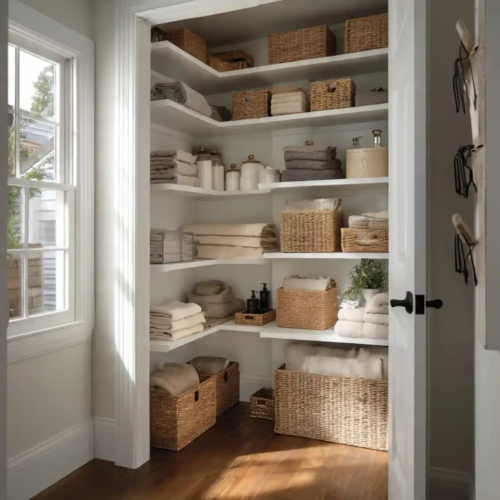 26-Hallway Linen Closet Organization Idea