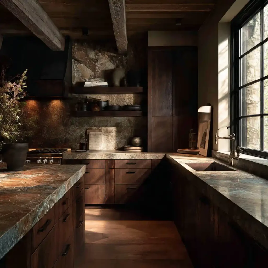 3-Dark Wood Kitchen Cabinet