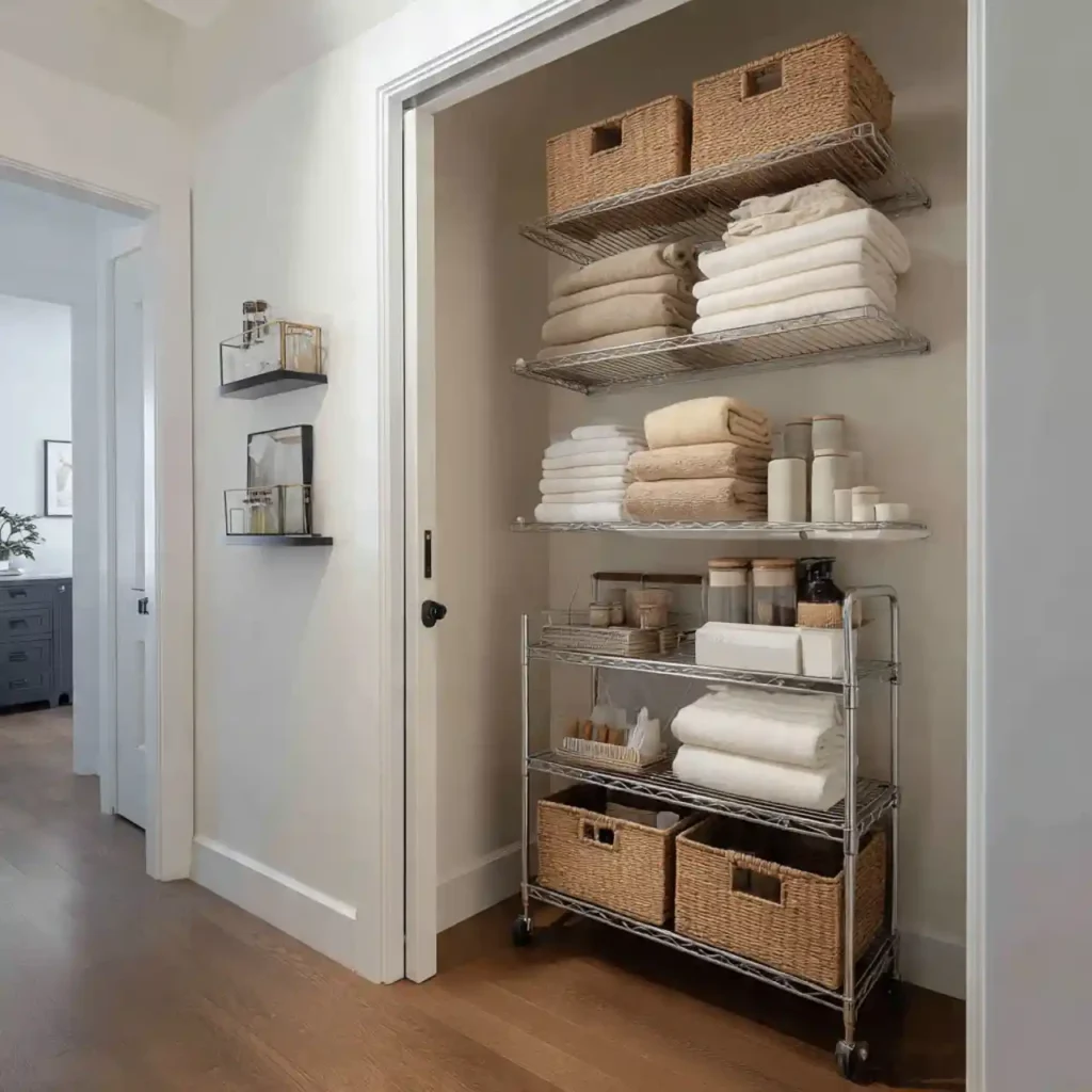 6-Hallway Linen Closet Organization Idea