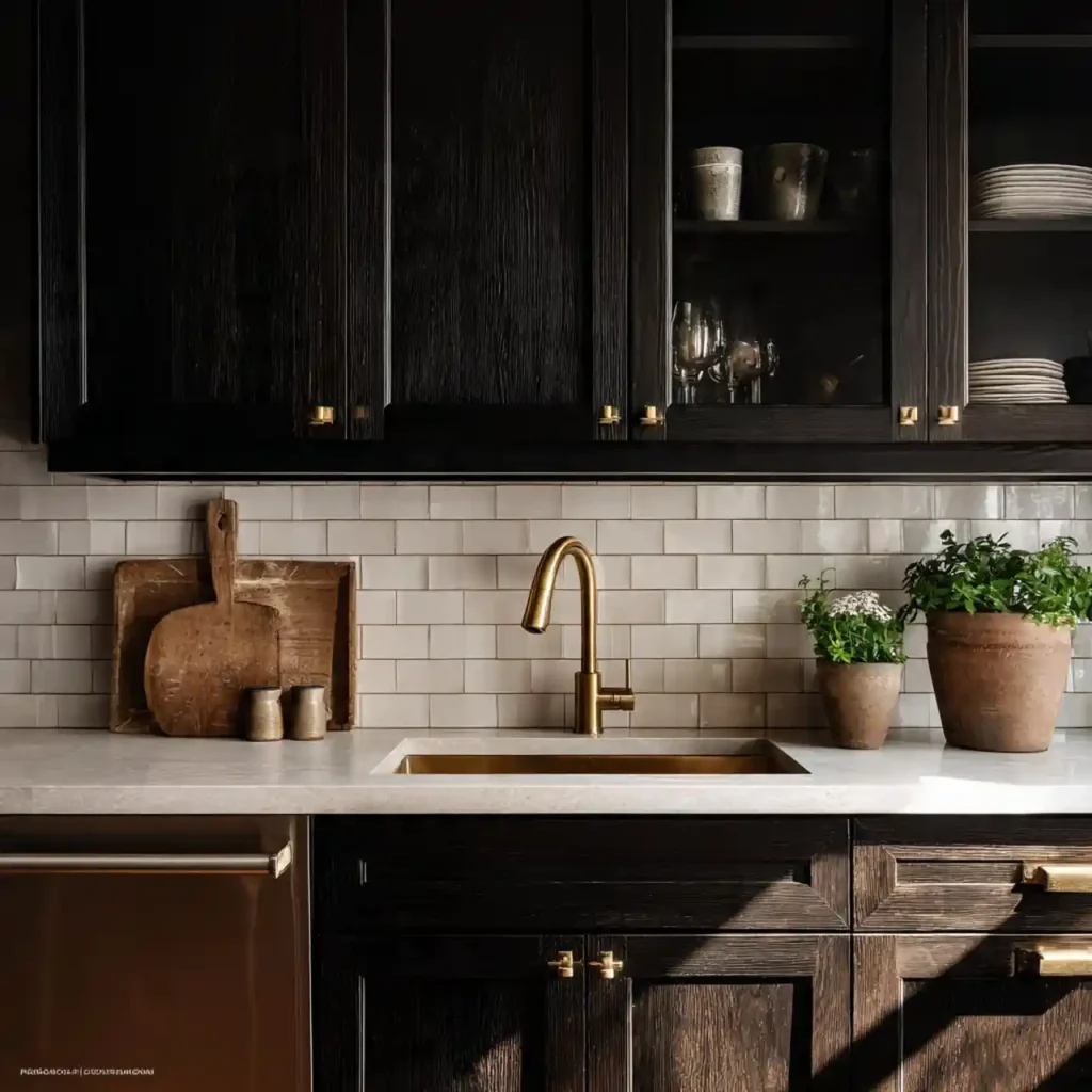 9-Dark Wood Kitchen Cabinet