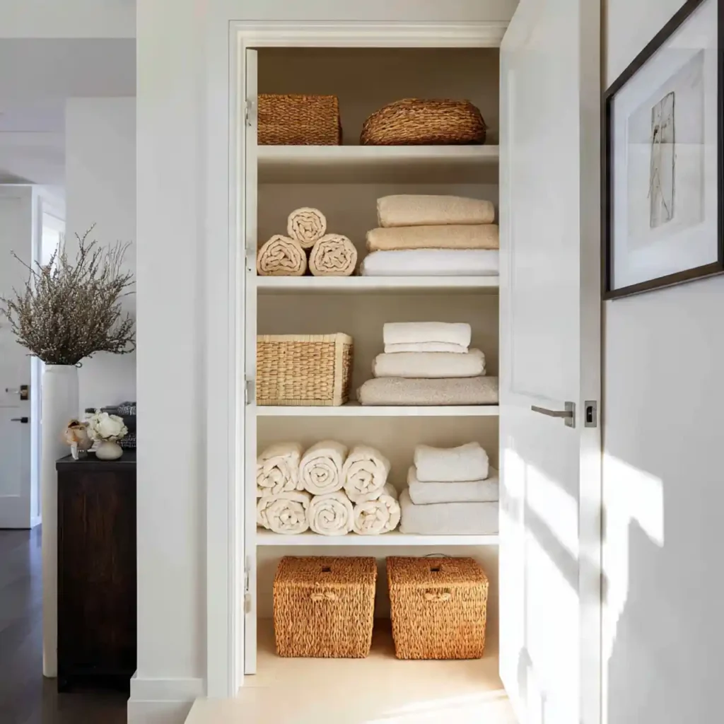 9-Hallway Linen Closet Organization Idea