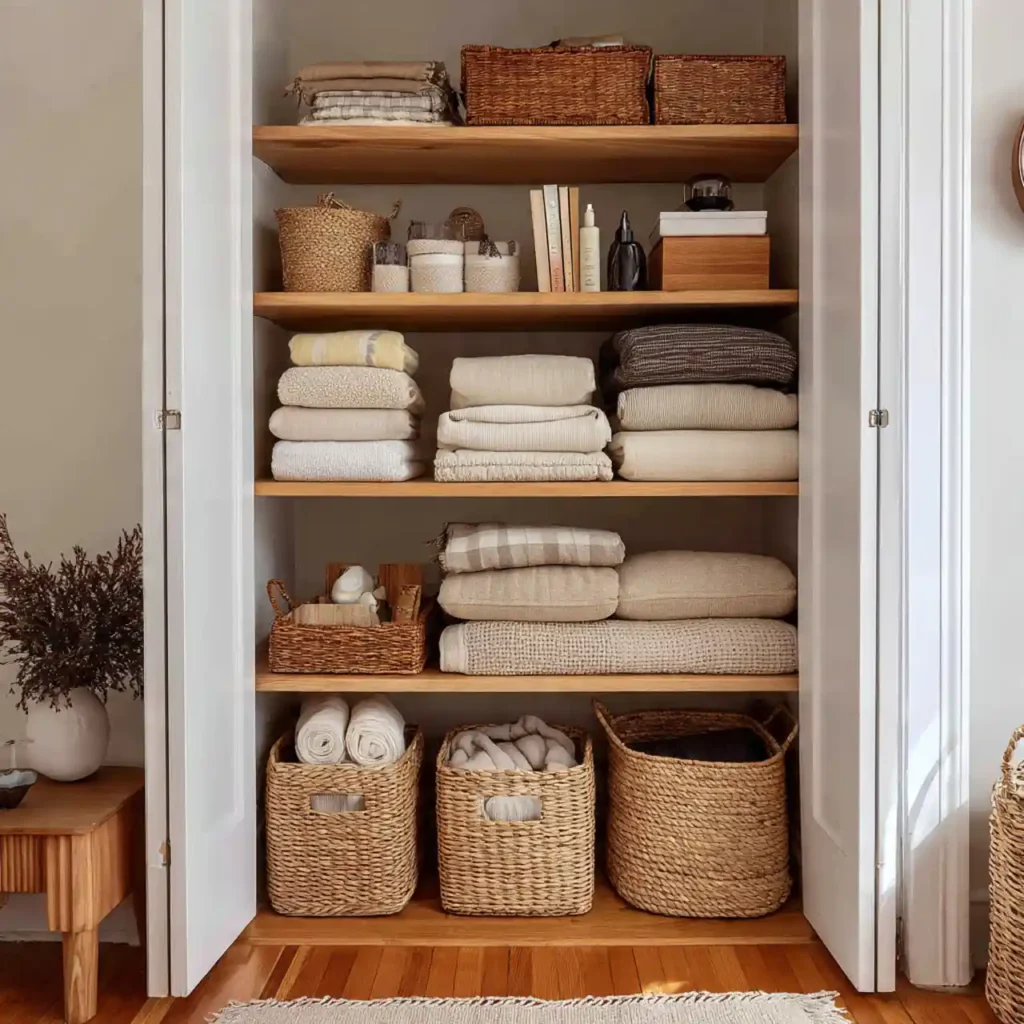 1-Narrow Linen Closet organization Ideas