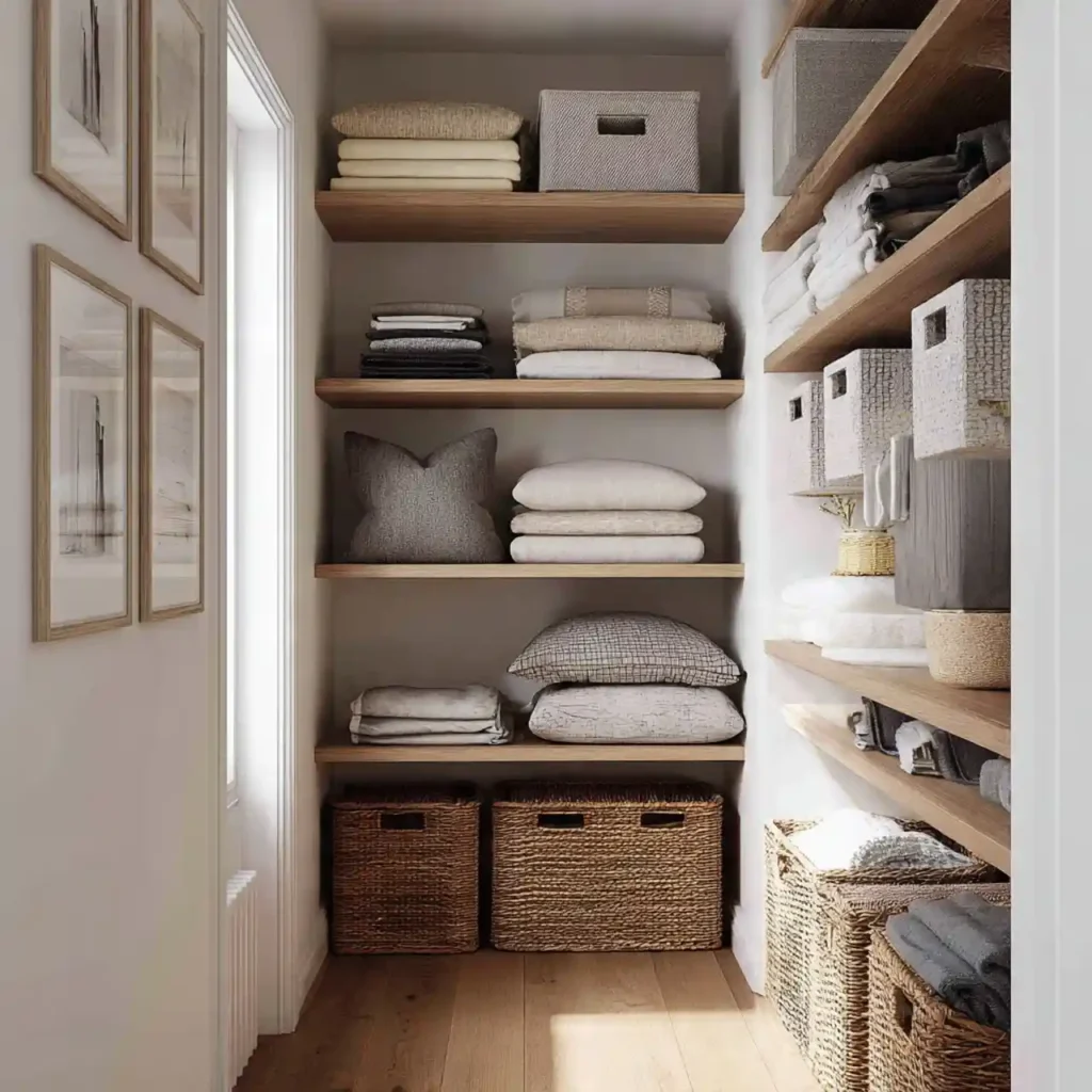 17-Narrow Linen Closet organization Idea
