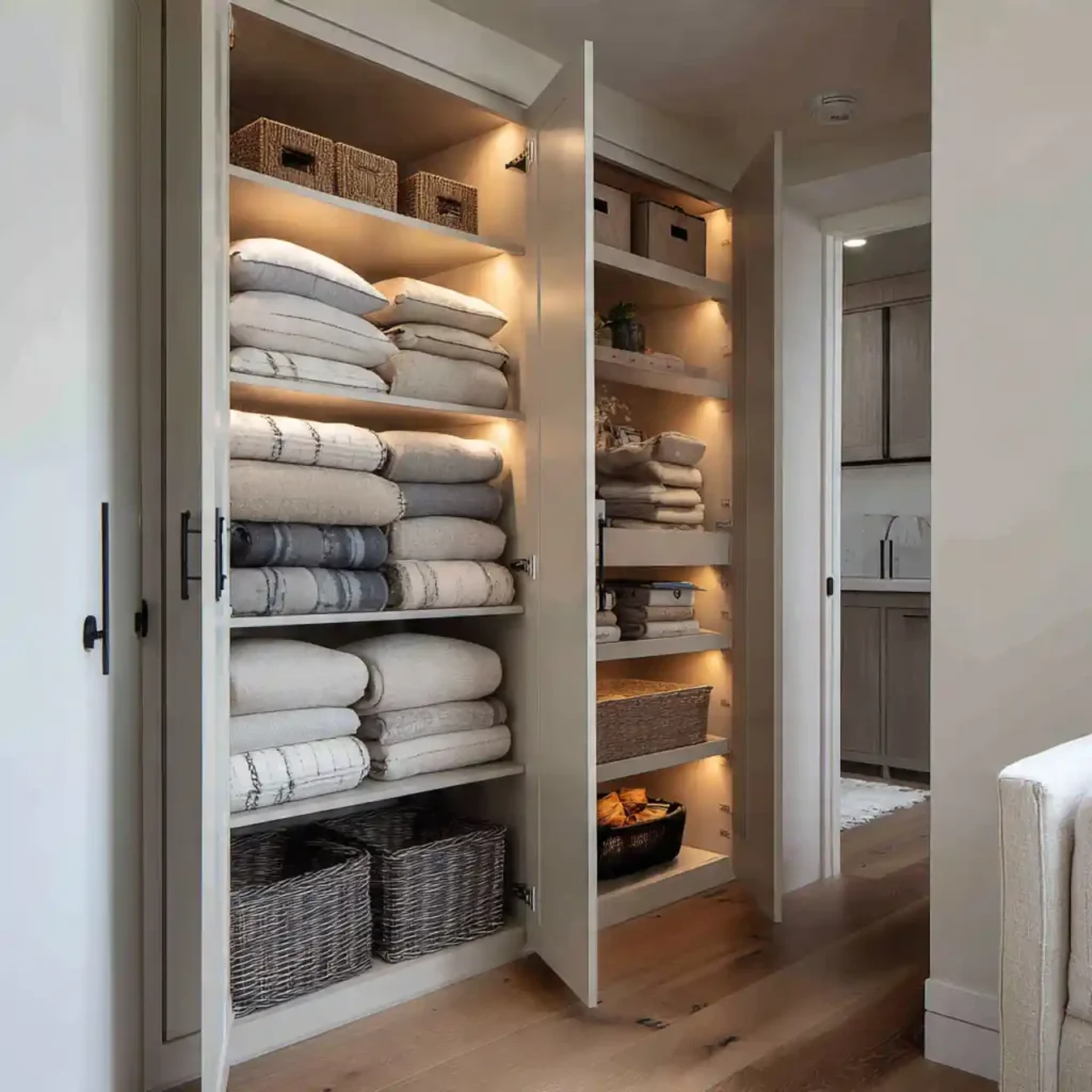 18-Narrow Linen Closet organization Idea