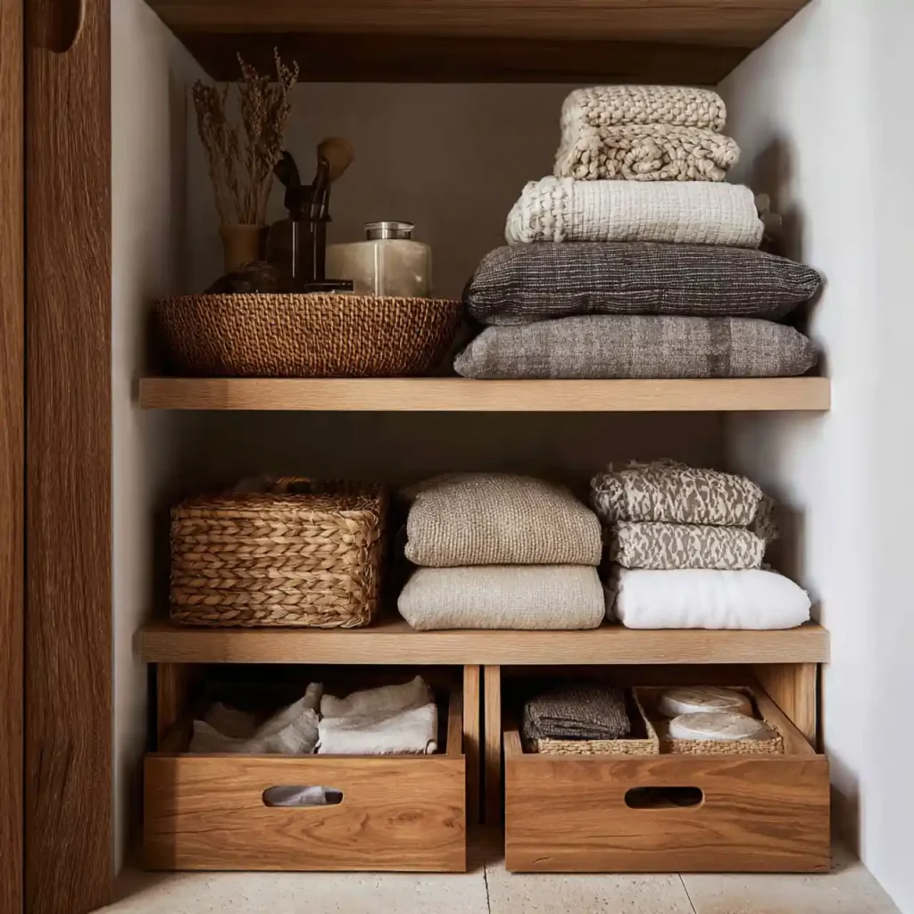 23-Narrow Linen Closet organization Idea
