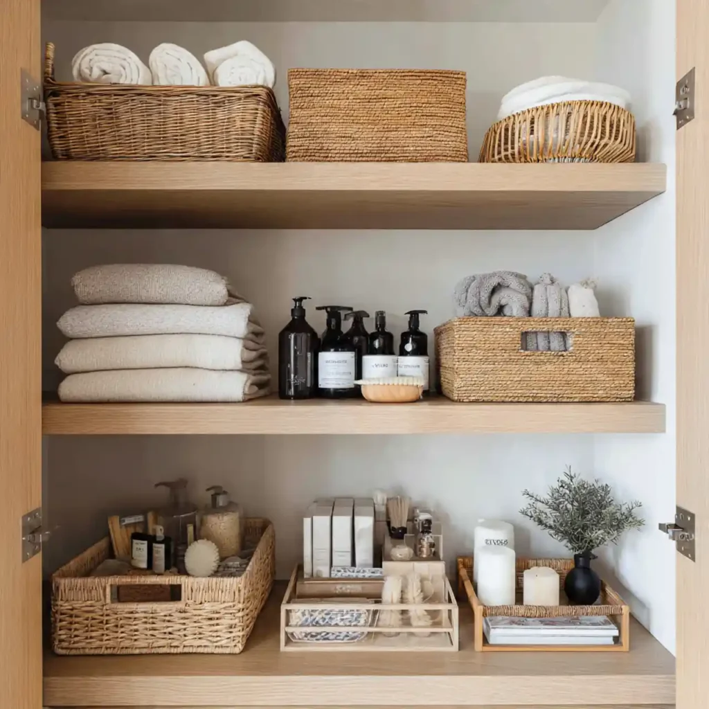 26-Narrow Linen Closet organization Idea