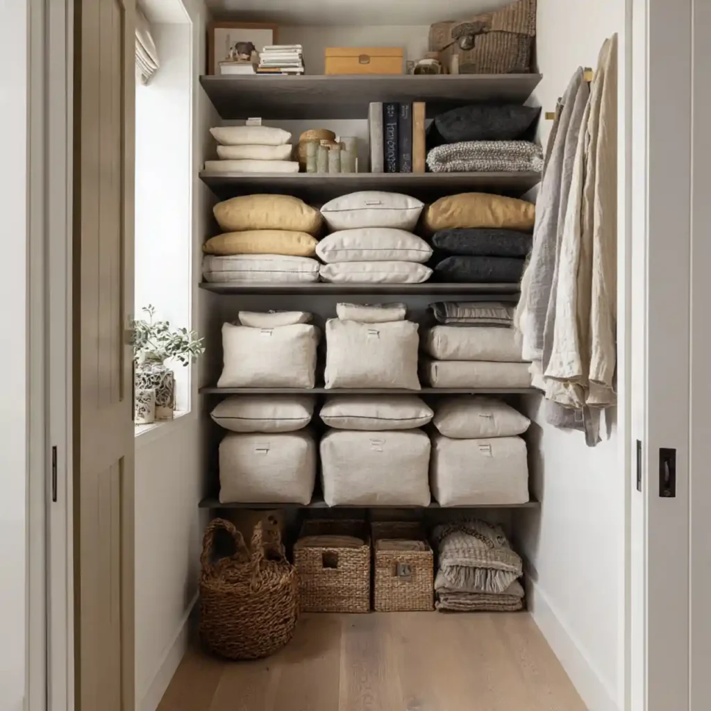 9-Narrow Linen Closet organization Idea