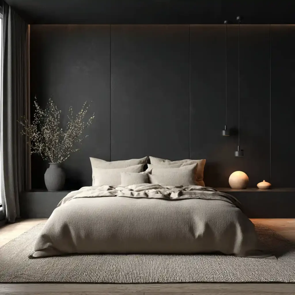 1-Black Accent Wall Bedroom Ideas