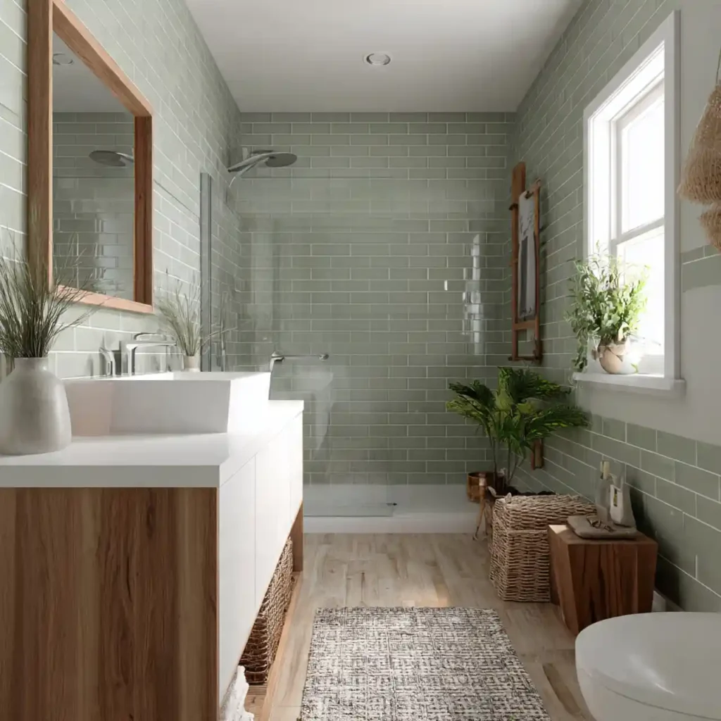 1-Green Tile Bathroom Ideas