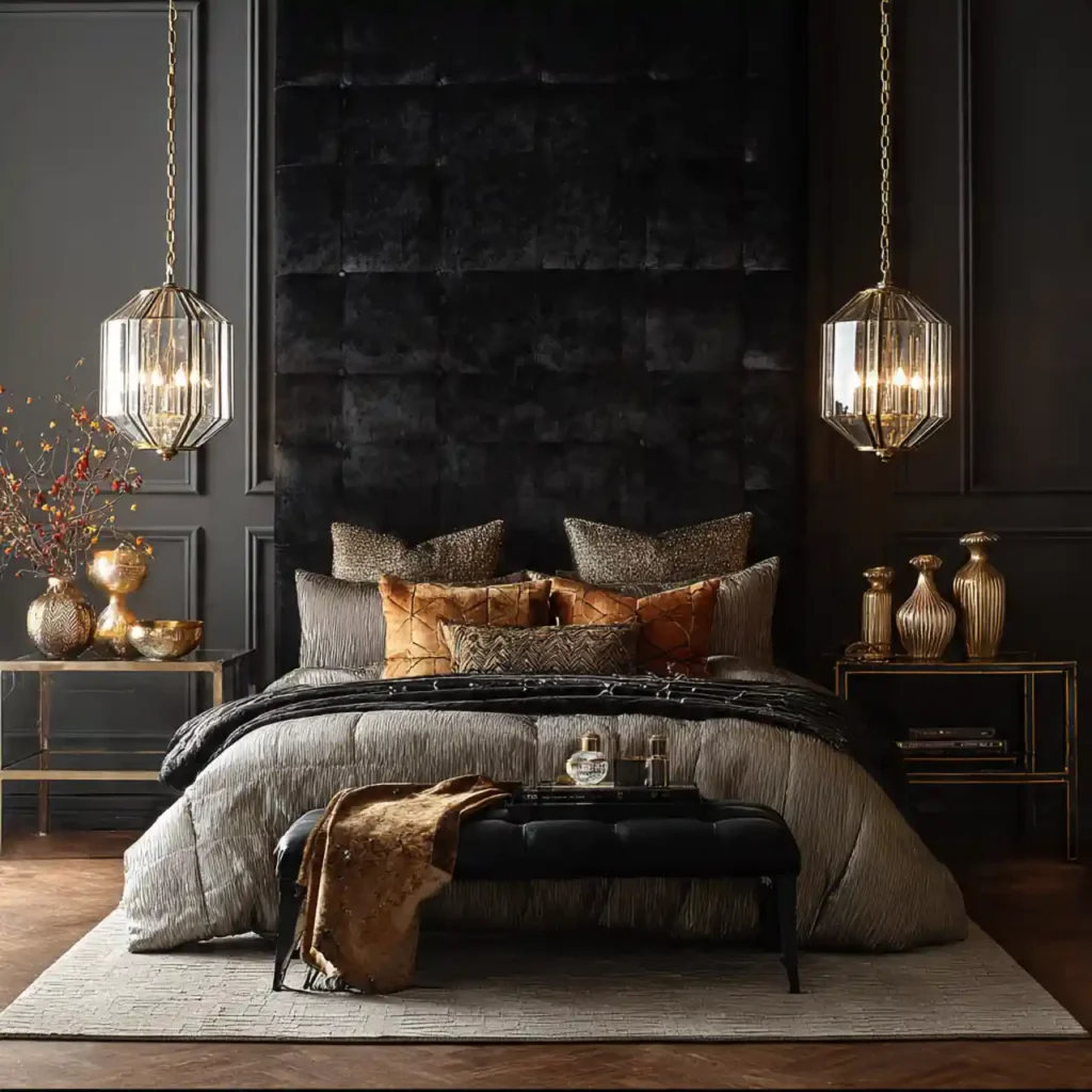 10-Black Accent Wall Bedroom Idea
