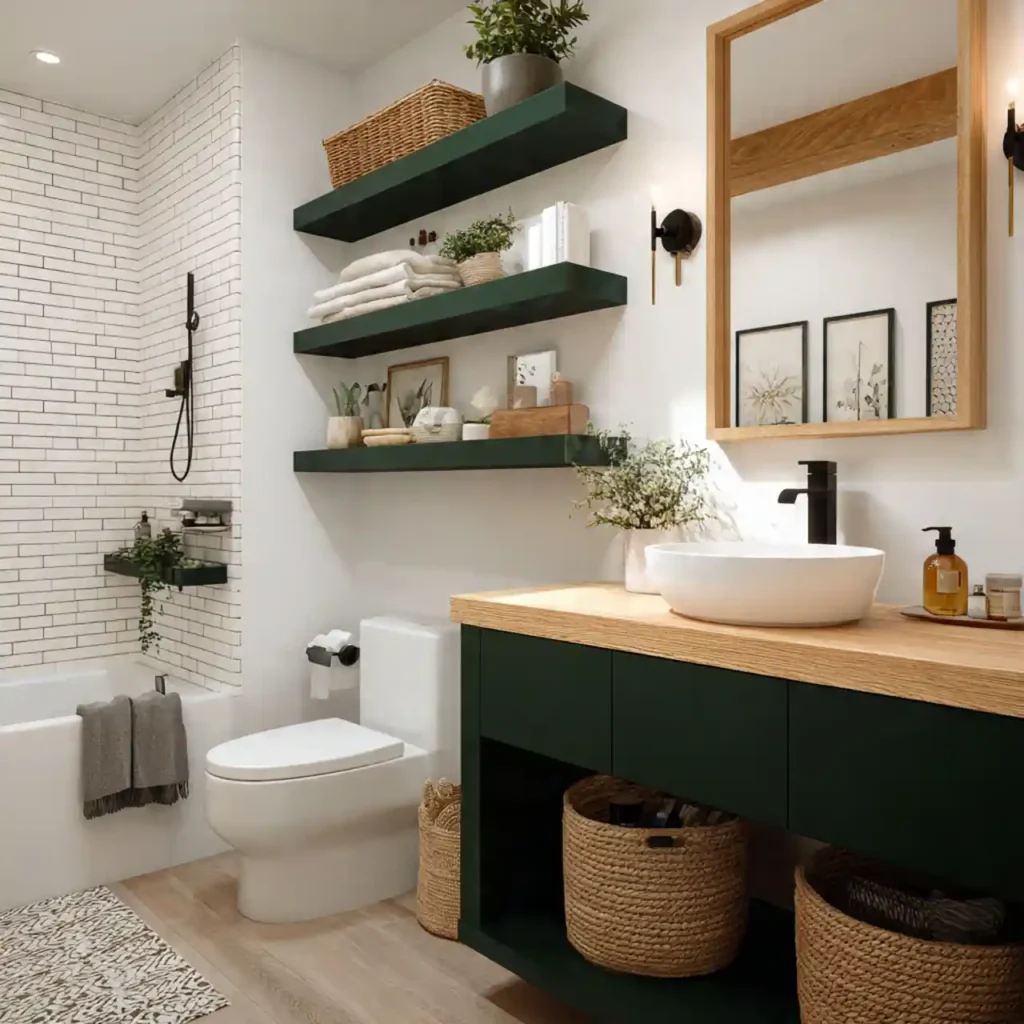 10-Dark Green Bathroom Idea