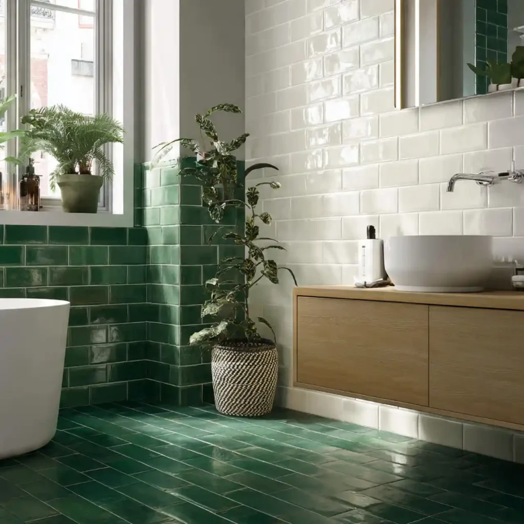 10-Green Tile Bathroom Idea