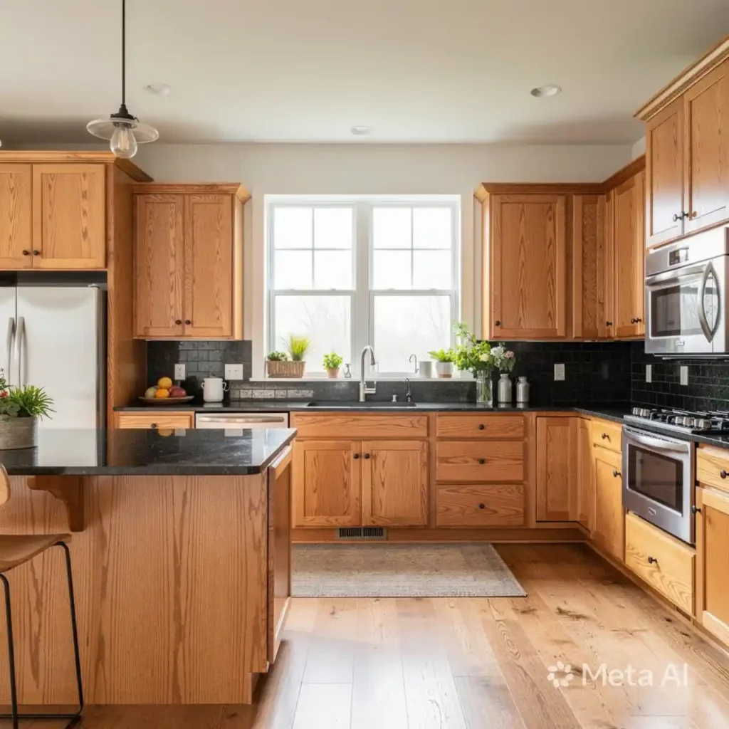 10-Honey Oak Kitchen Cabinets Idea