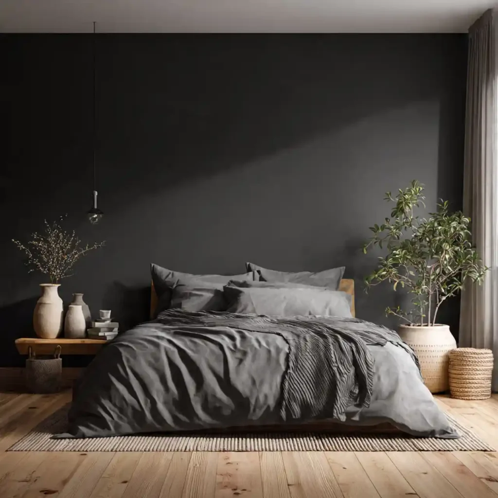 11-Black Accent Wall Bedroom Idea