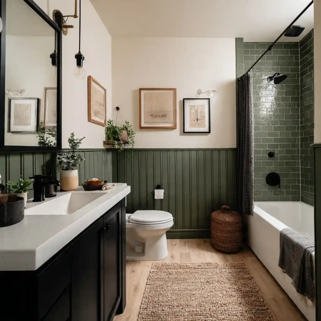 11-Dark Green Bathroom Idea