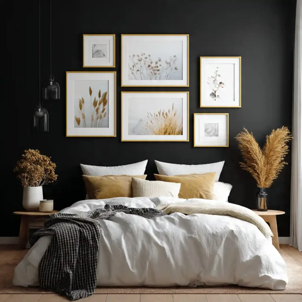 12-Black Accent Wall Bedroom Idea