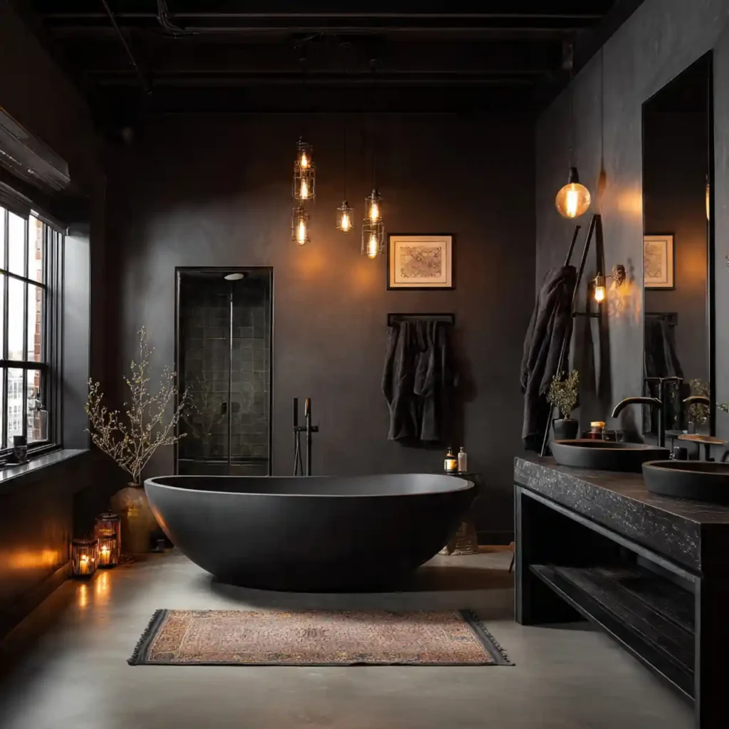 12-Dark Moody Bathroom Idea