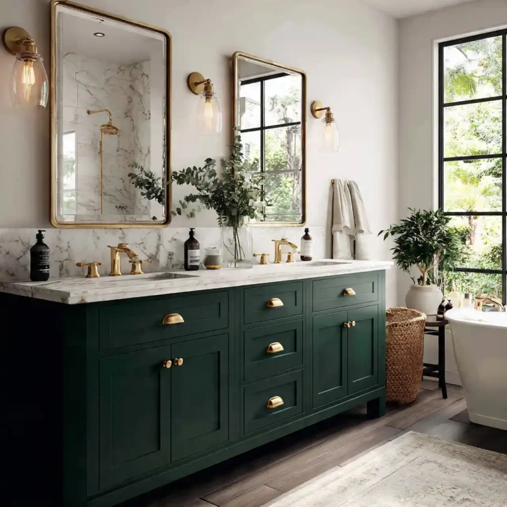 13-Dark Green Bathroom Idea
