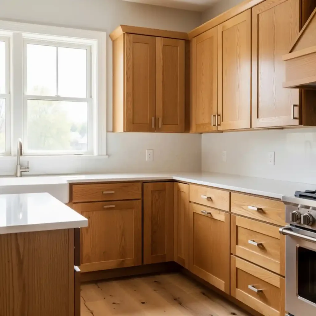 13-Honey Oak Kitchen Cabinets Idea