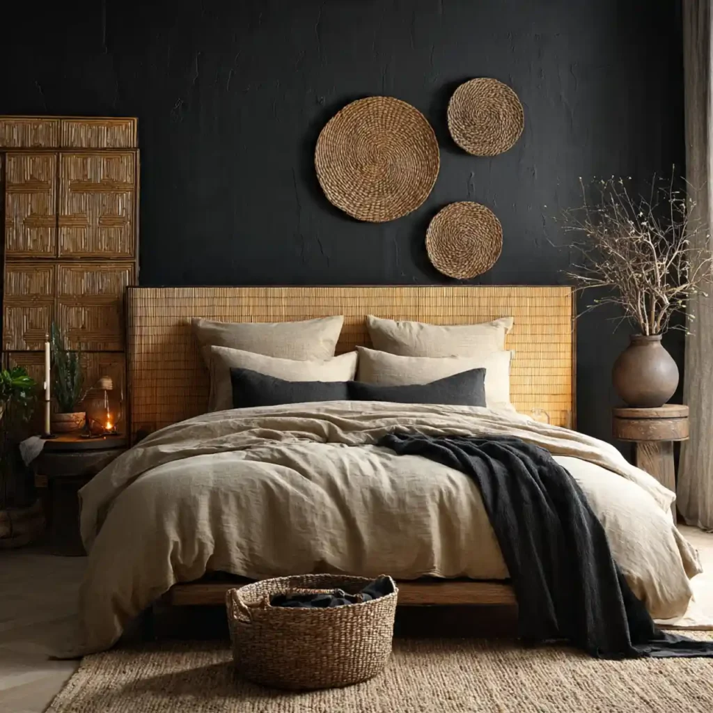 14-Black Accent Wall Bedroom Idea
