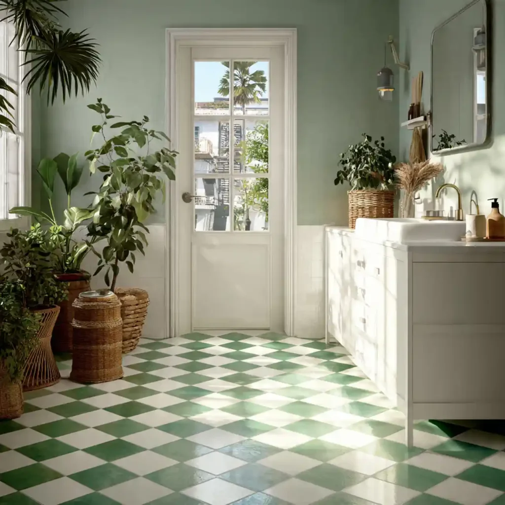 14-Green Tile Bathroom Idea