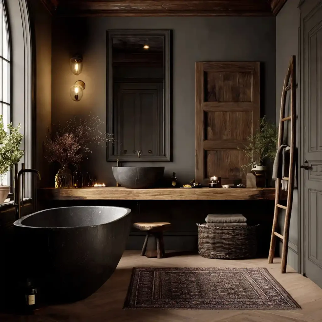 15-Dark Moody Bathroom Idea