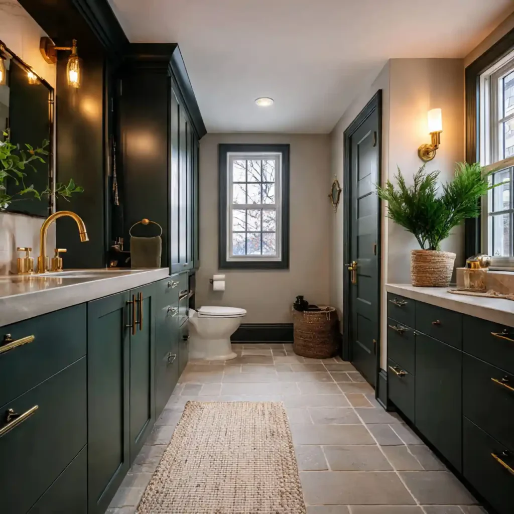 16-Dark Green Bathroom Idea