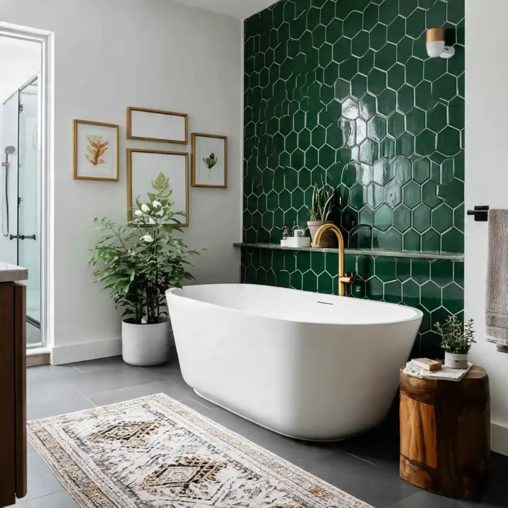 16-Green Tile Bathroom Idea