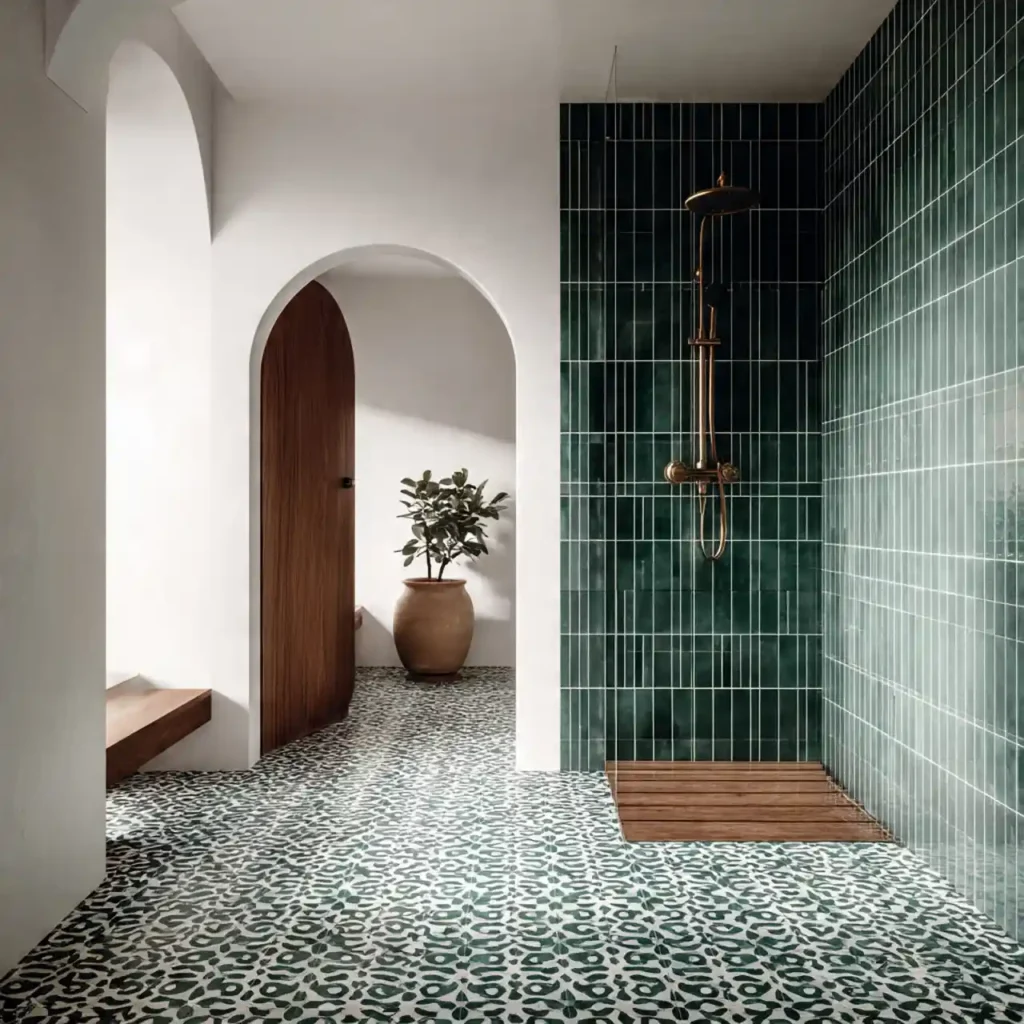 17-Dark Green Bathroom Idea