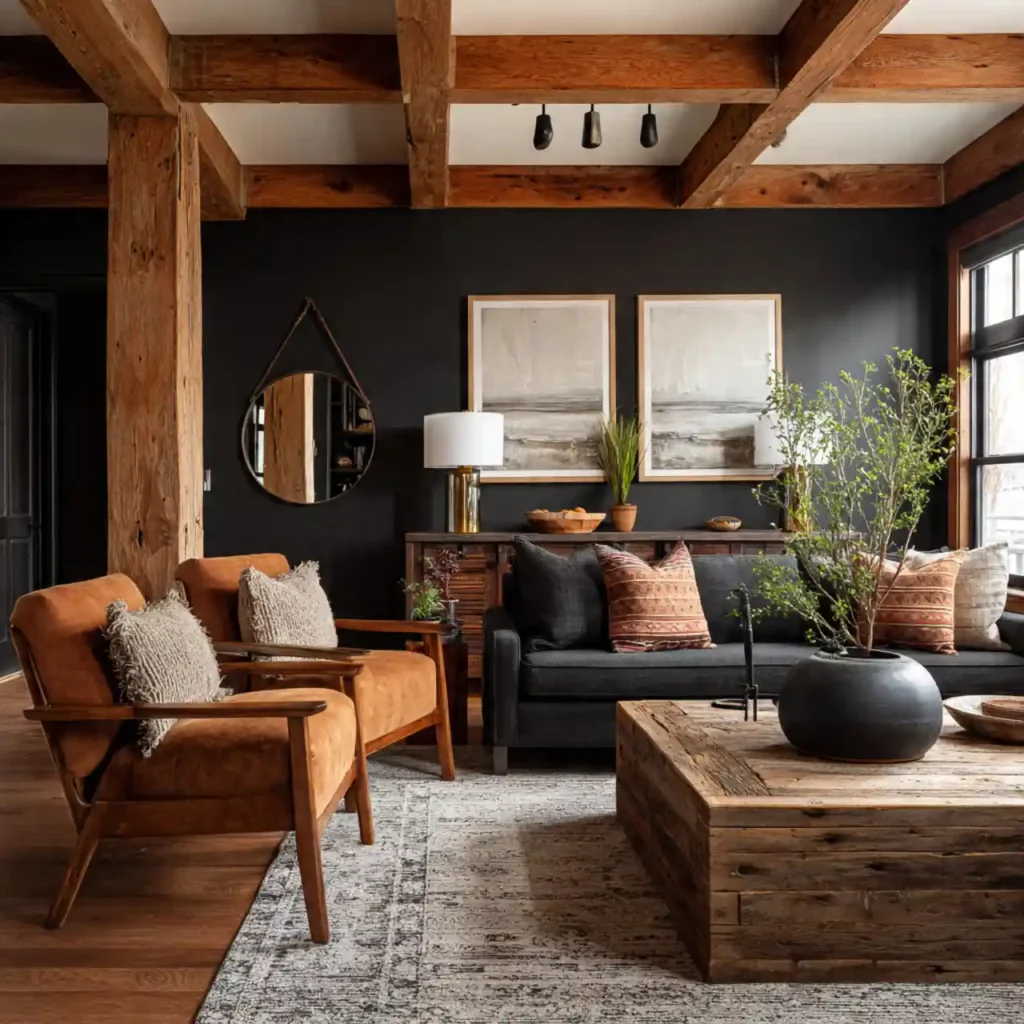 18-Black Accent Wall Bedroom Idea