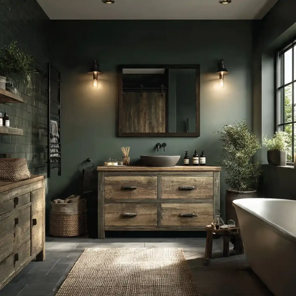 18-Dark Green Bathroom Idea