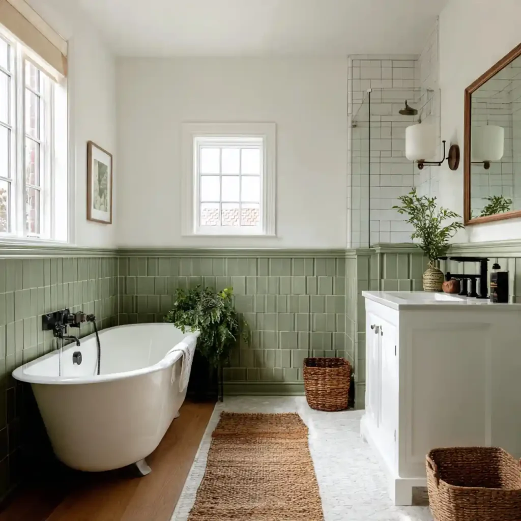 18-Green Tile Bathroom Idea