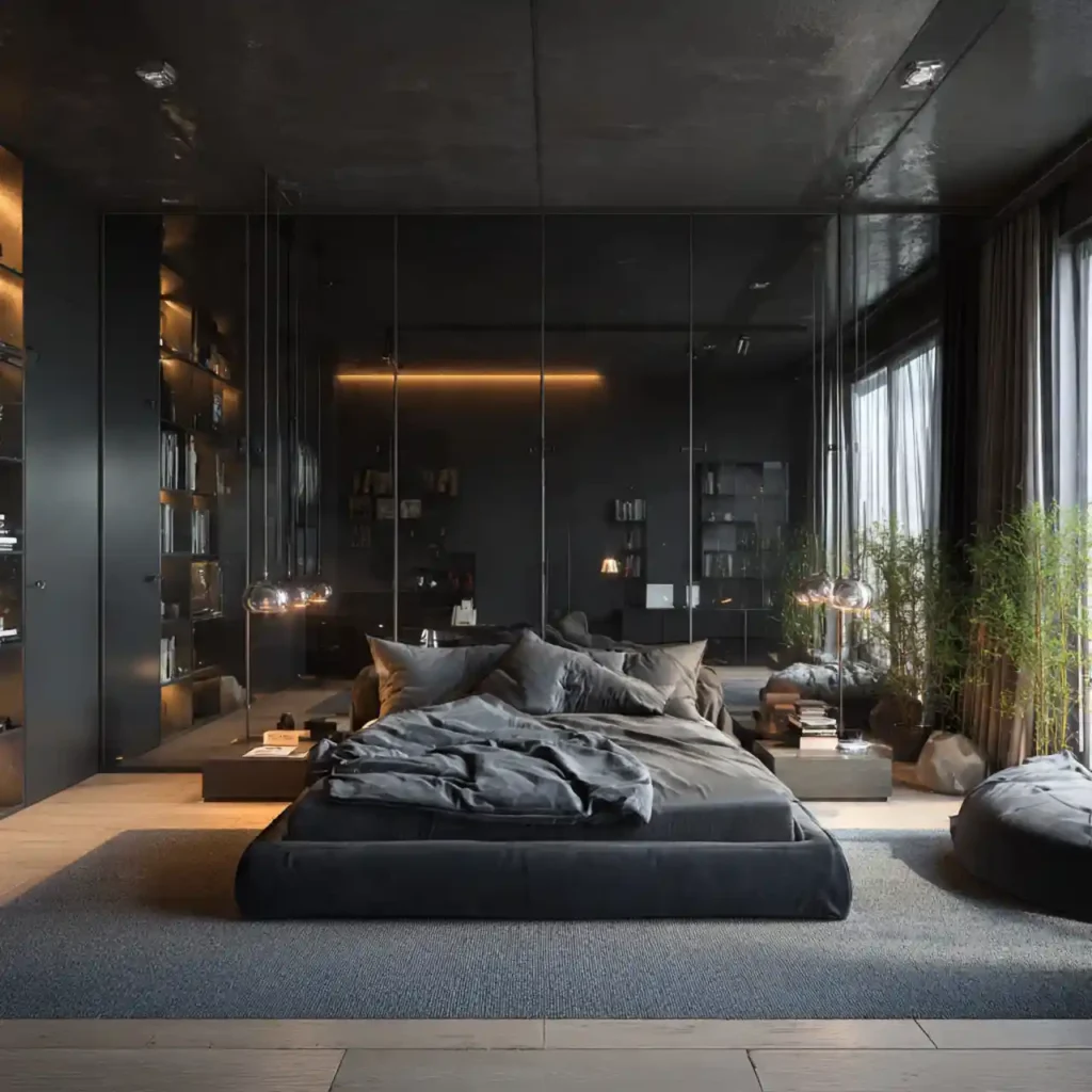 19-Black Bedroom Idea