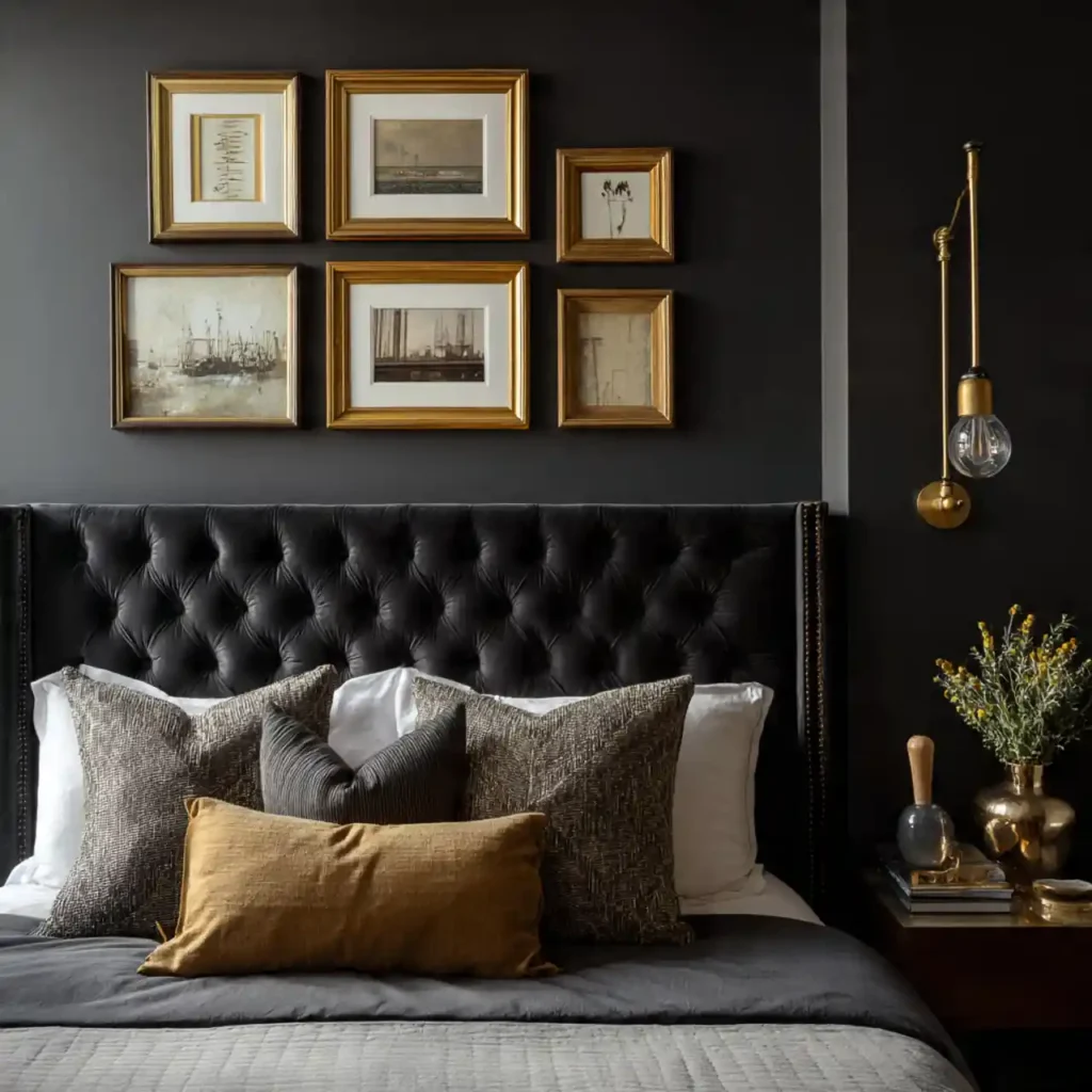 2-Black Accent Wall Bedroom Idea