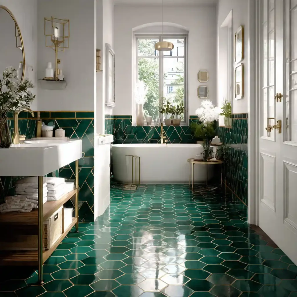 2-Green Tile Bathroom Idea