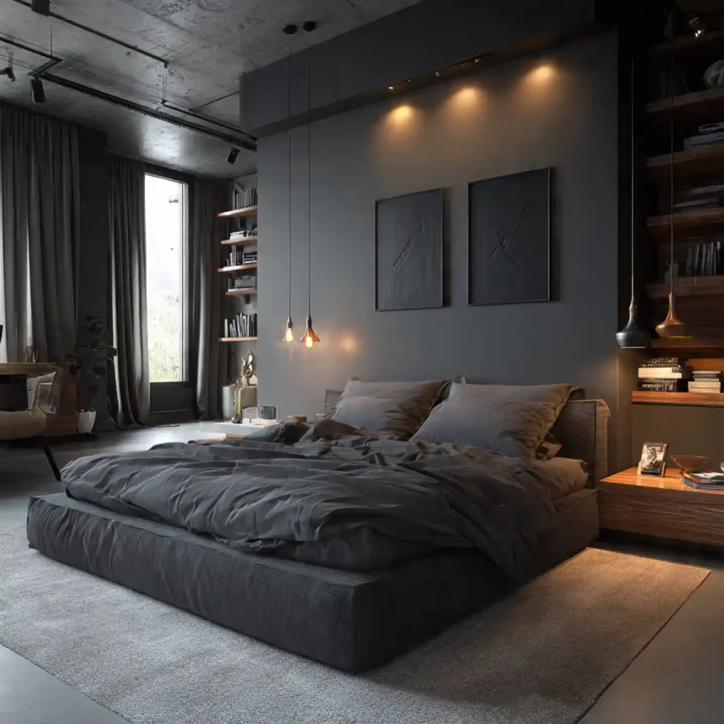 20-Black Accent Wall Bedroom Idea