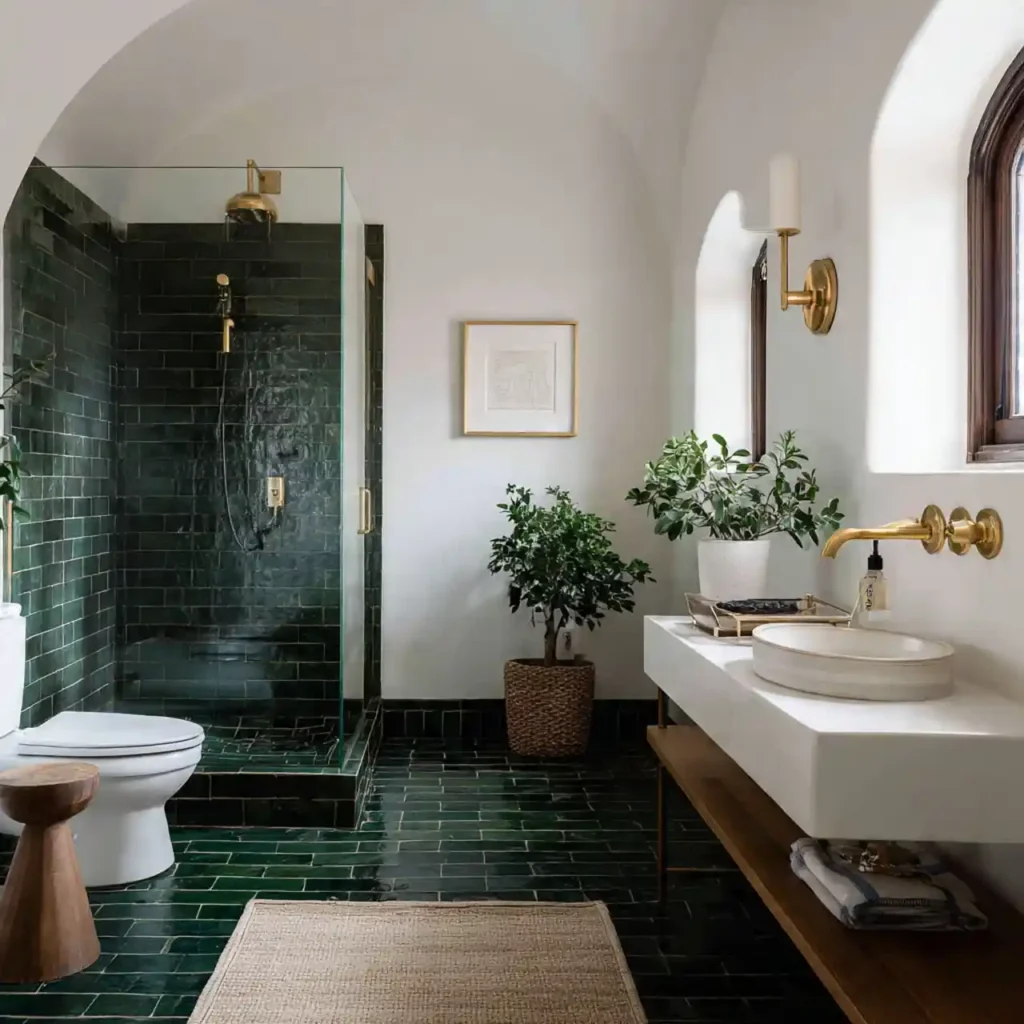 20-Dark Green Bathroom Idea