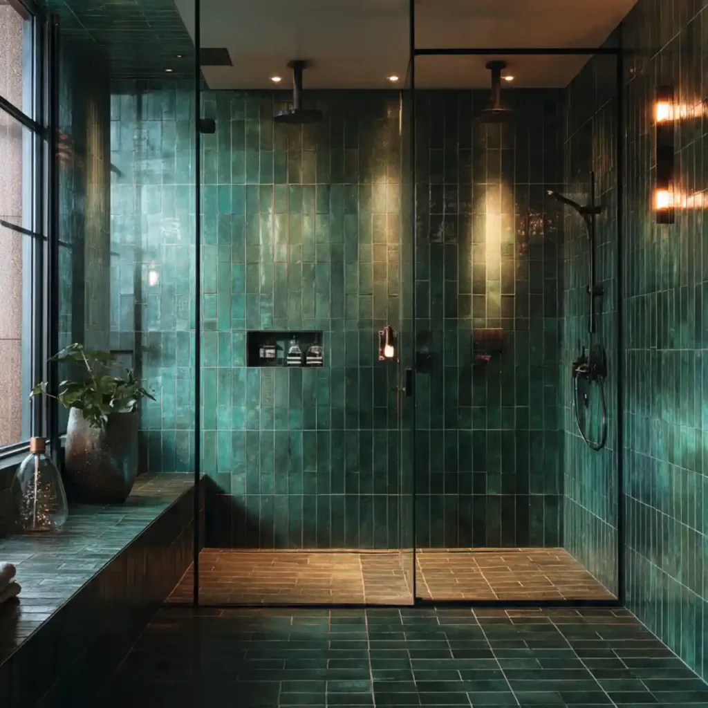 21-Dark Green Bathroom Idea