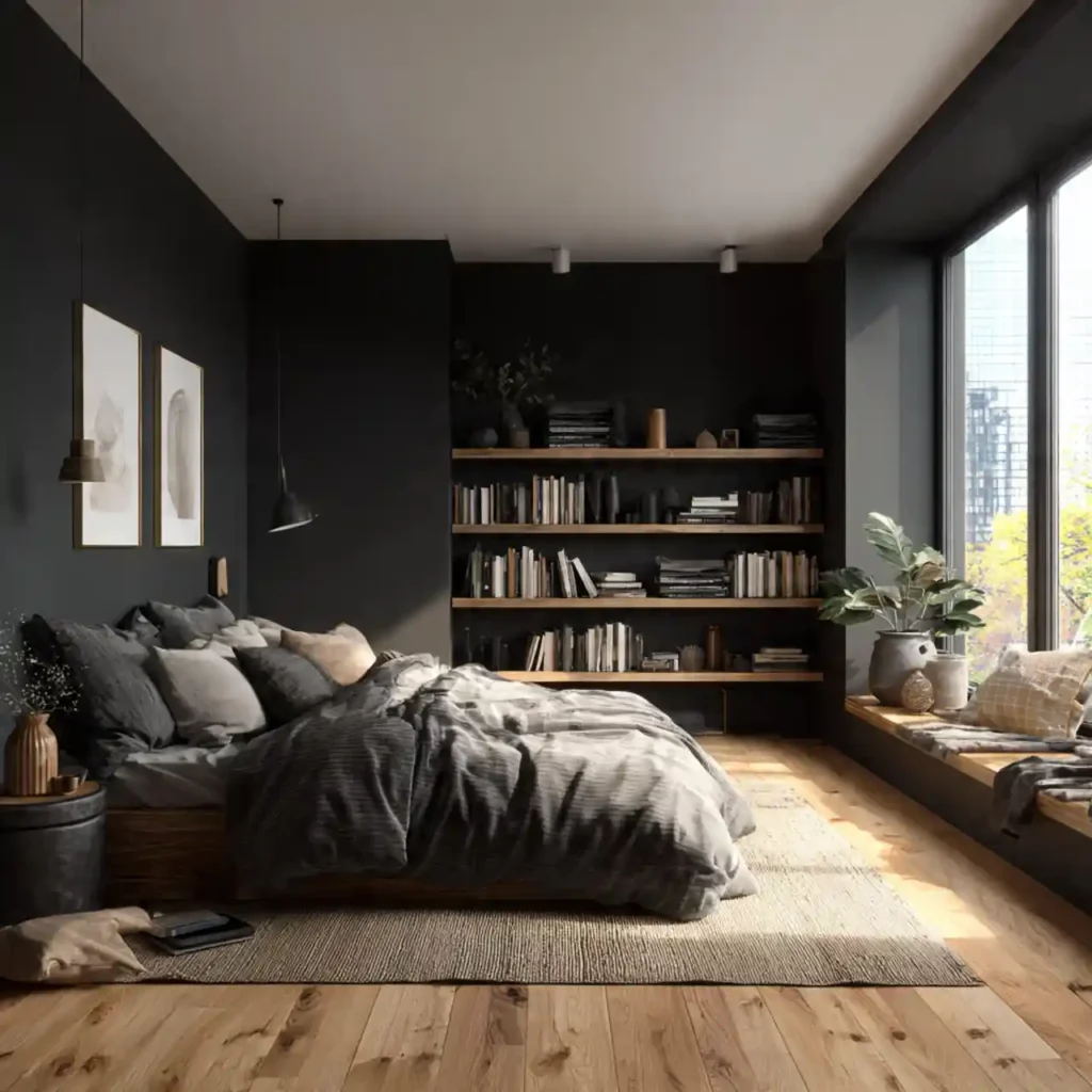 22-Black Bedroom Idea