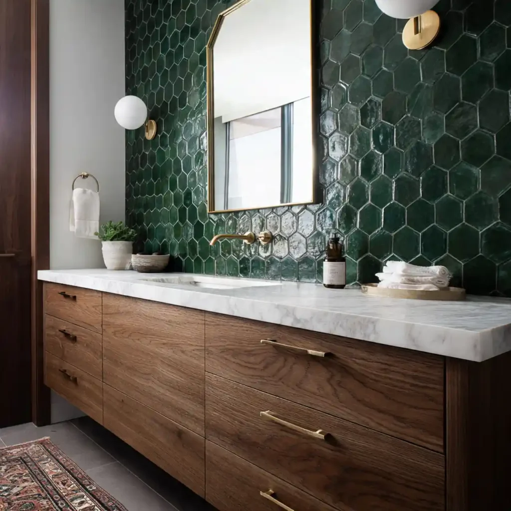 23-Dark Green Bathroom Idea