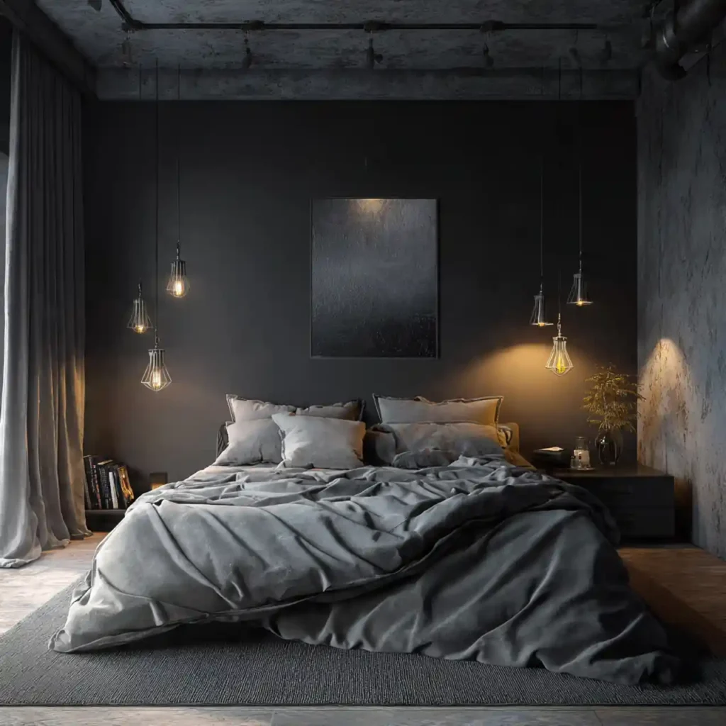 24-Black Accent Wall Bedroom Idea
