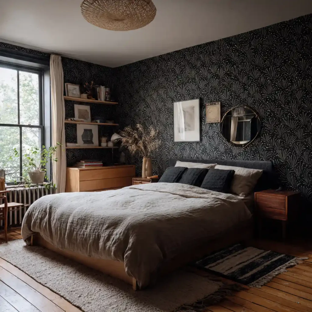 25-Black Accent Wall Bedroom Idea