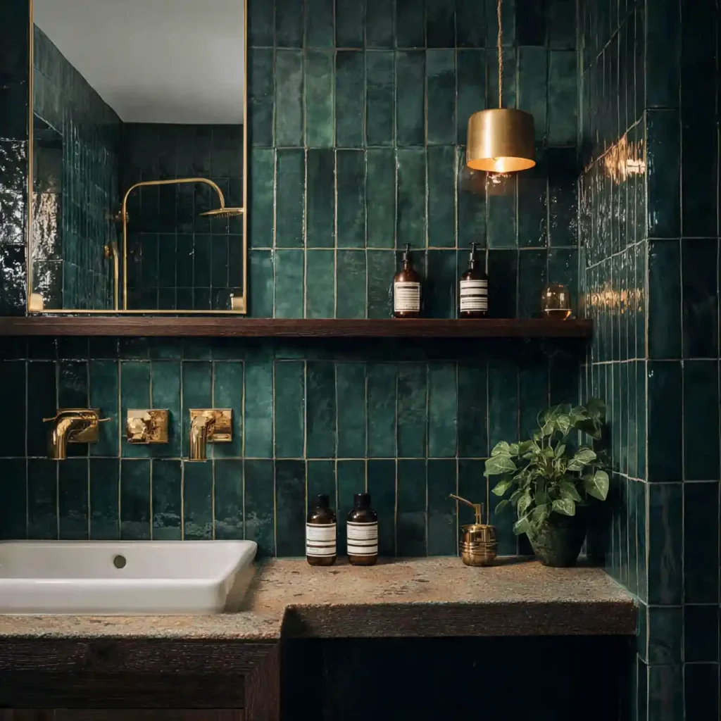 25-Green Tile Bathroom Idea