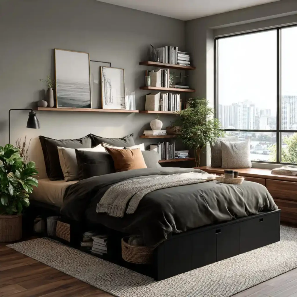 28-Black Bedroom Idea