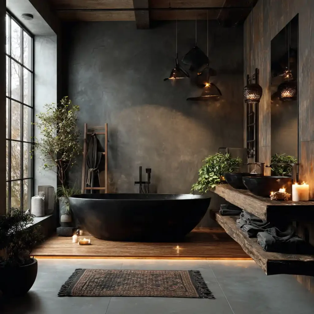 28-Dark Moody Bathroom Idea
