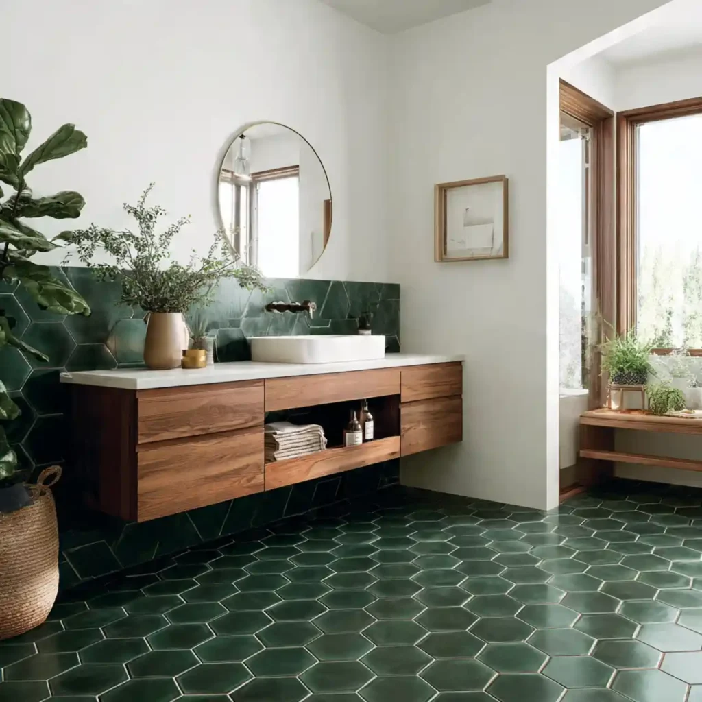 3-Dark Green Bathroom Idea