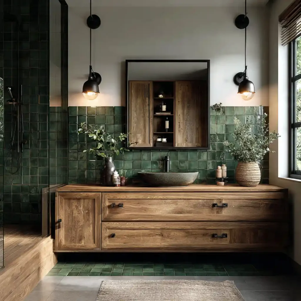 3-Green Tile Bathroom Idea