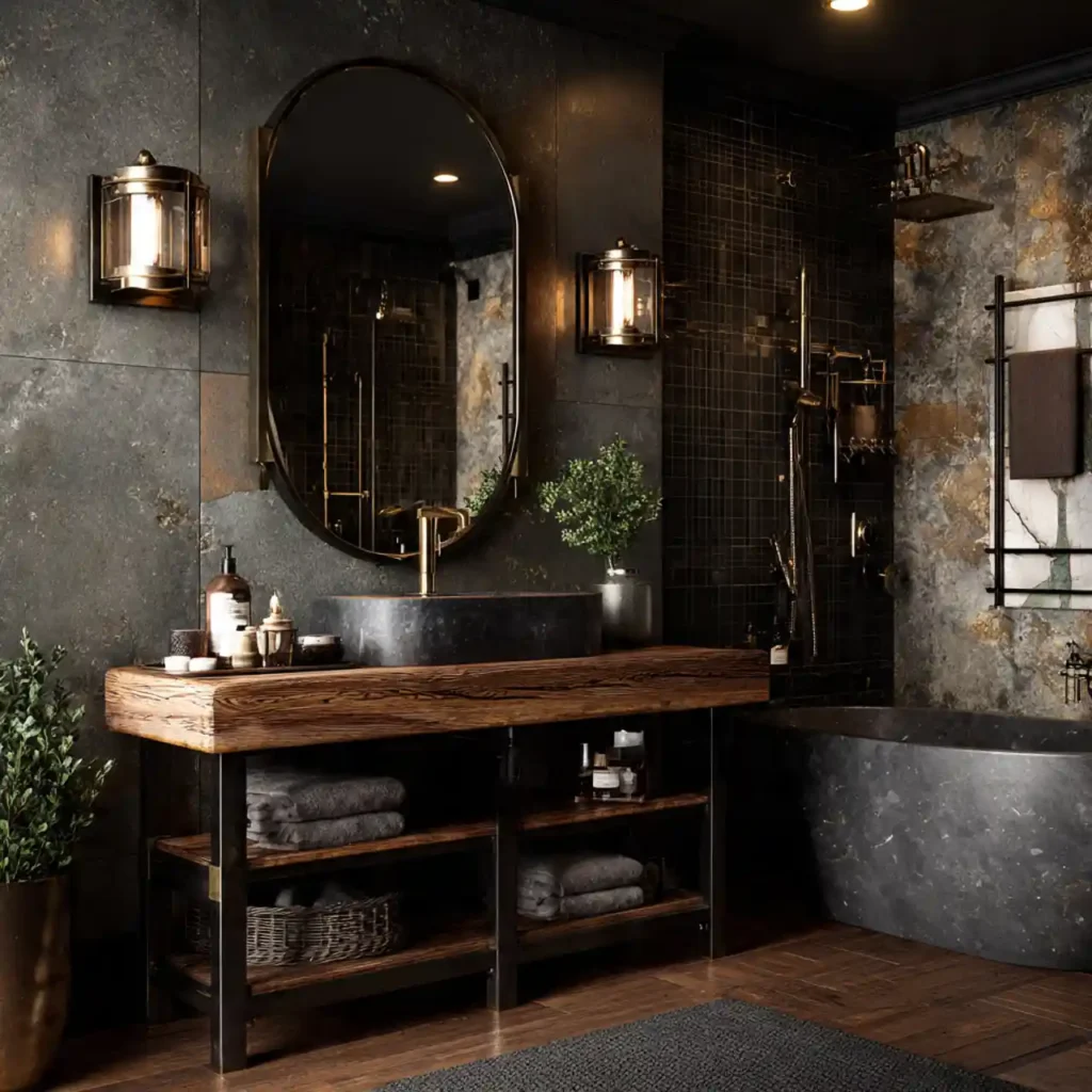 30-Dark Moody Bathroom Idea