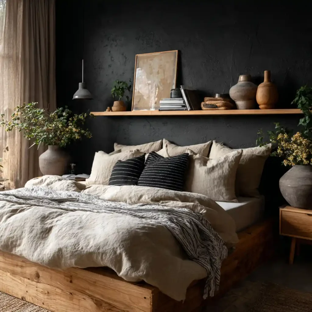 4-Black Accent Wall Bedroom Idea